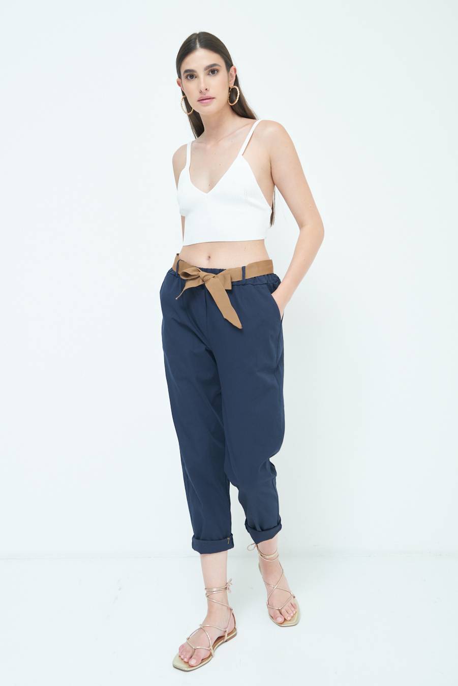 Kikisix PANTALONE DRITTO CON RISVOLTO BLU Offerte speciali