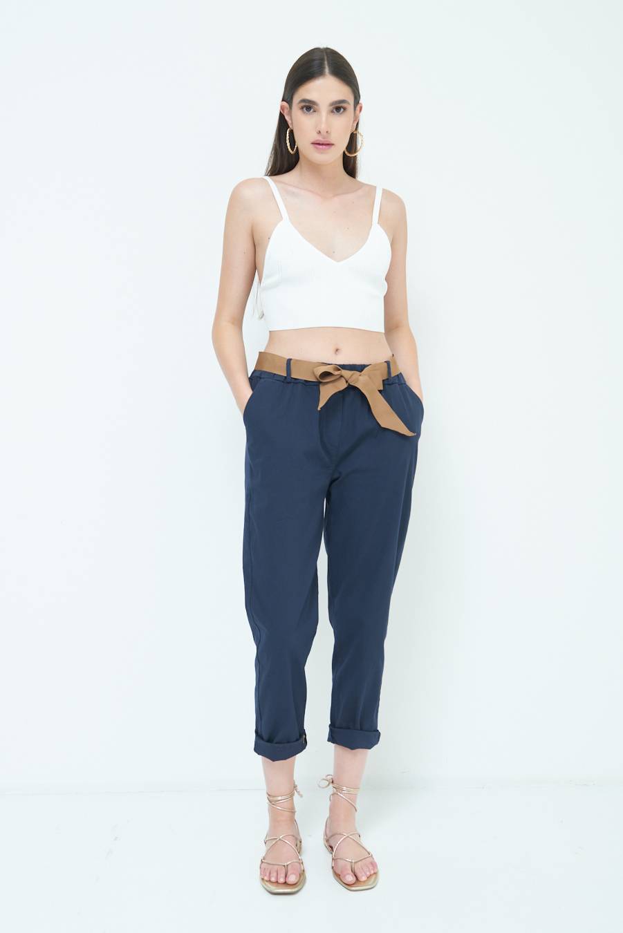 Kikisix PANTALONE DRITTO CON RISVOLTO BLU Offerte speciali