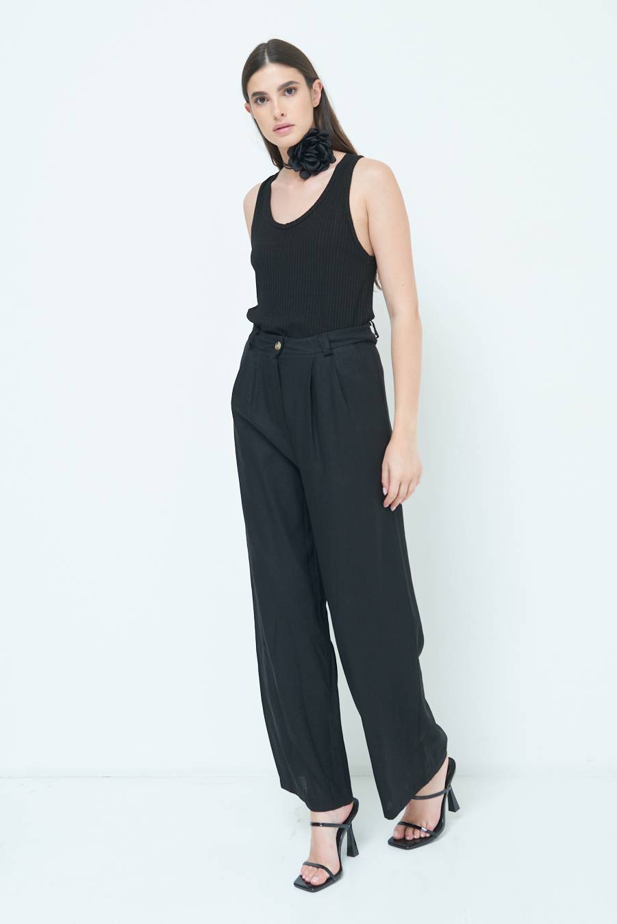 Kikisix PANTA PALAZZO CON PINCE NERO Offerta settimanale