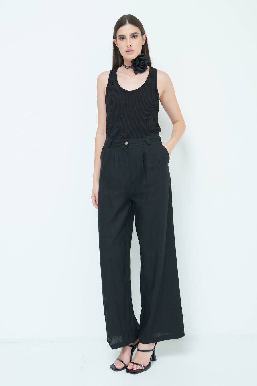 Kikisix PANTA PALAZZO CON PINCE NERO Offerta settimanale