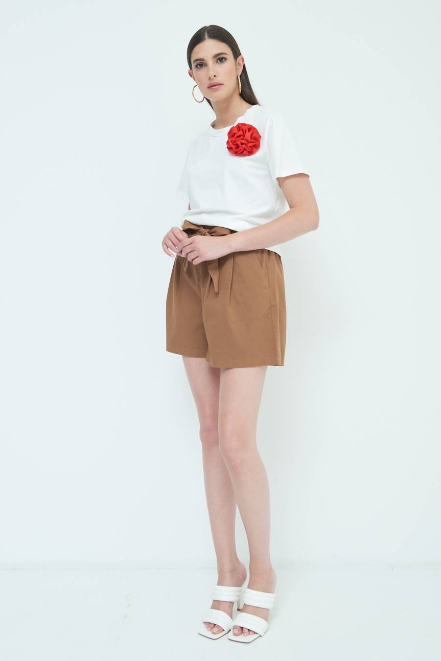 Kikisix SHORT CON CINTURA FASCIA TABACCO Solo un giorno rimasto
