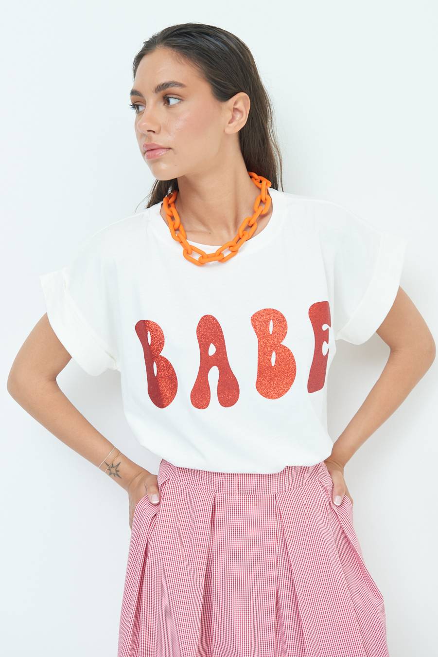 Kikisix T-SHIRT "BABE" ROSSO Duty-free