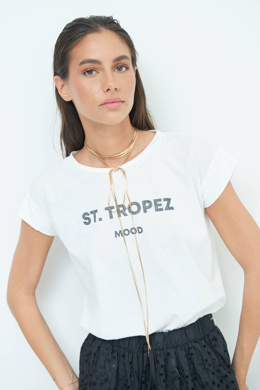 Kikisix T-SHIRT ''ST.TROPEZ'' NERO Qualità Garantita