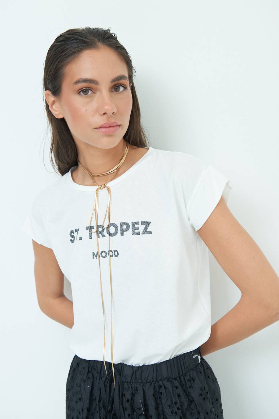 Kikisix T-SHIRT ''ST.TROPEZ'' NERO Qualità Garantita