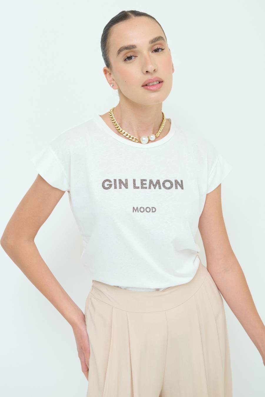 Kikisix T-SHIRT ''GIN LEMON'' CIOCCOLATO Promozione Limitata