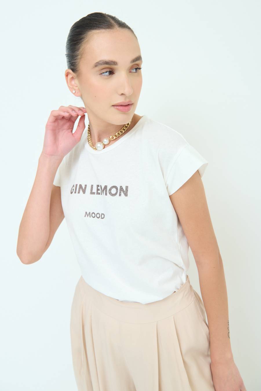 Kikisix T-SHIRT ''GIN LEMON'' CIOCCOLATO Promozione Limitata