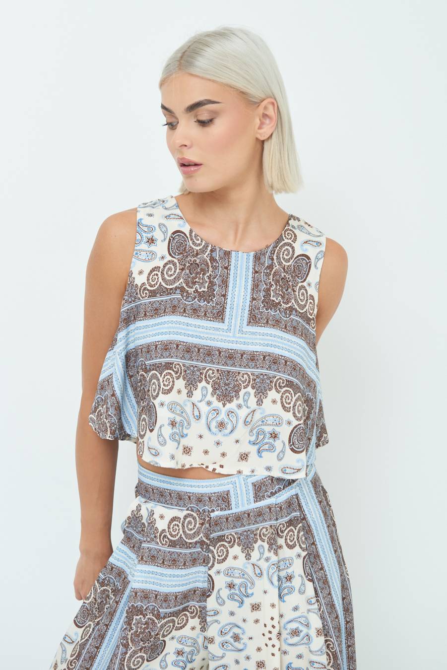 Kikisix CROP TOP STAMPA BIANCO Presa