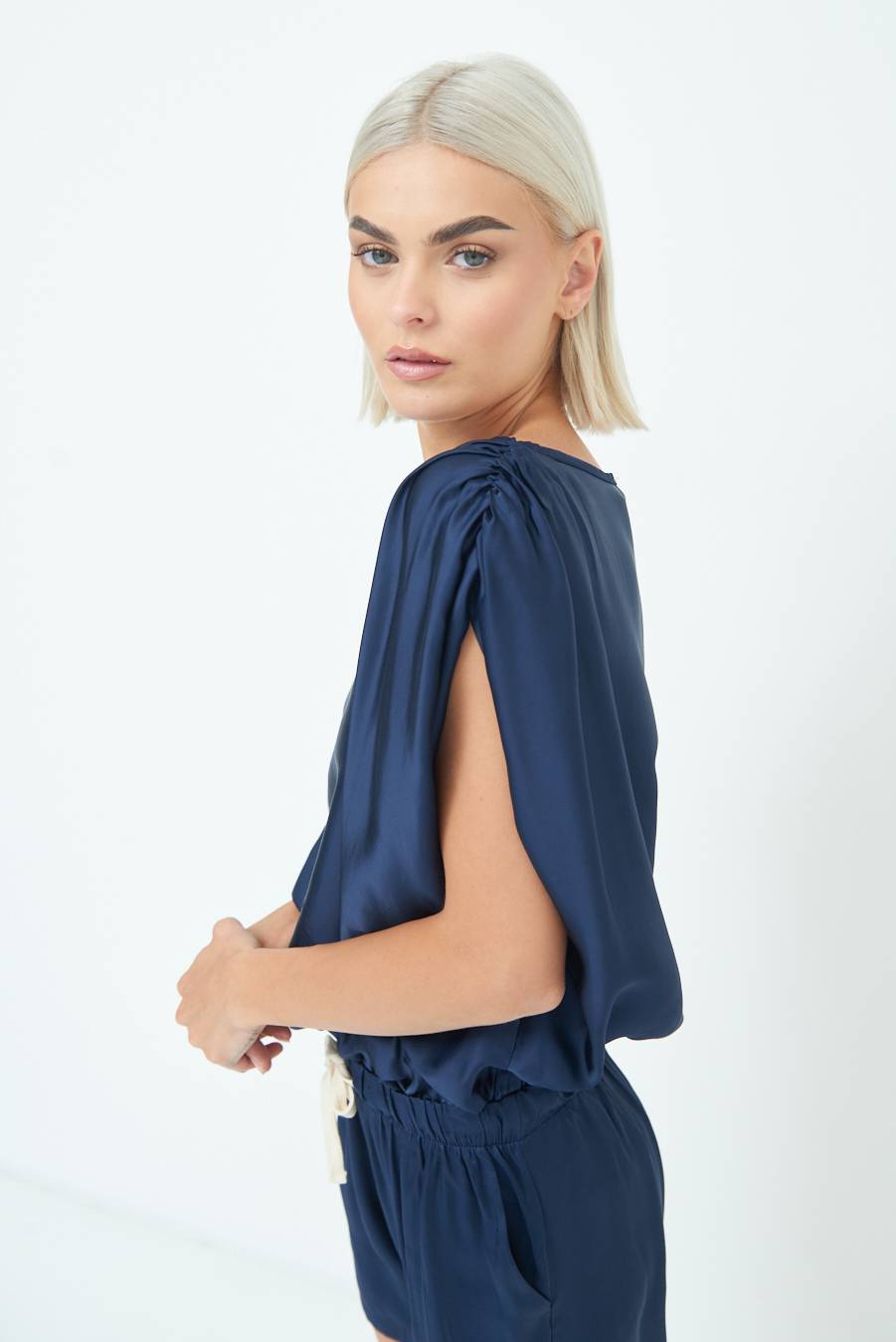 Kikisix TOP CON ELASTICO FONDO SCOLLO BALA BLU Outlet
