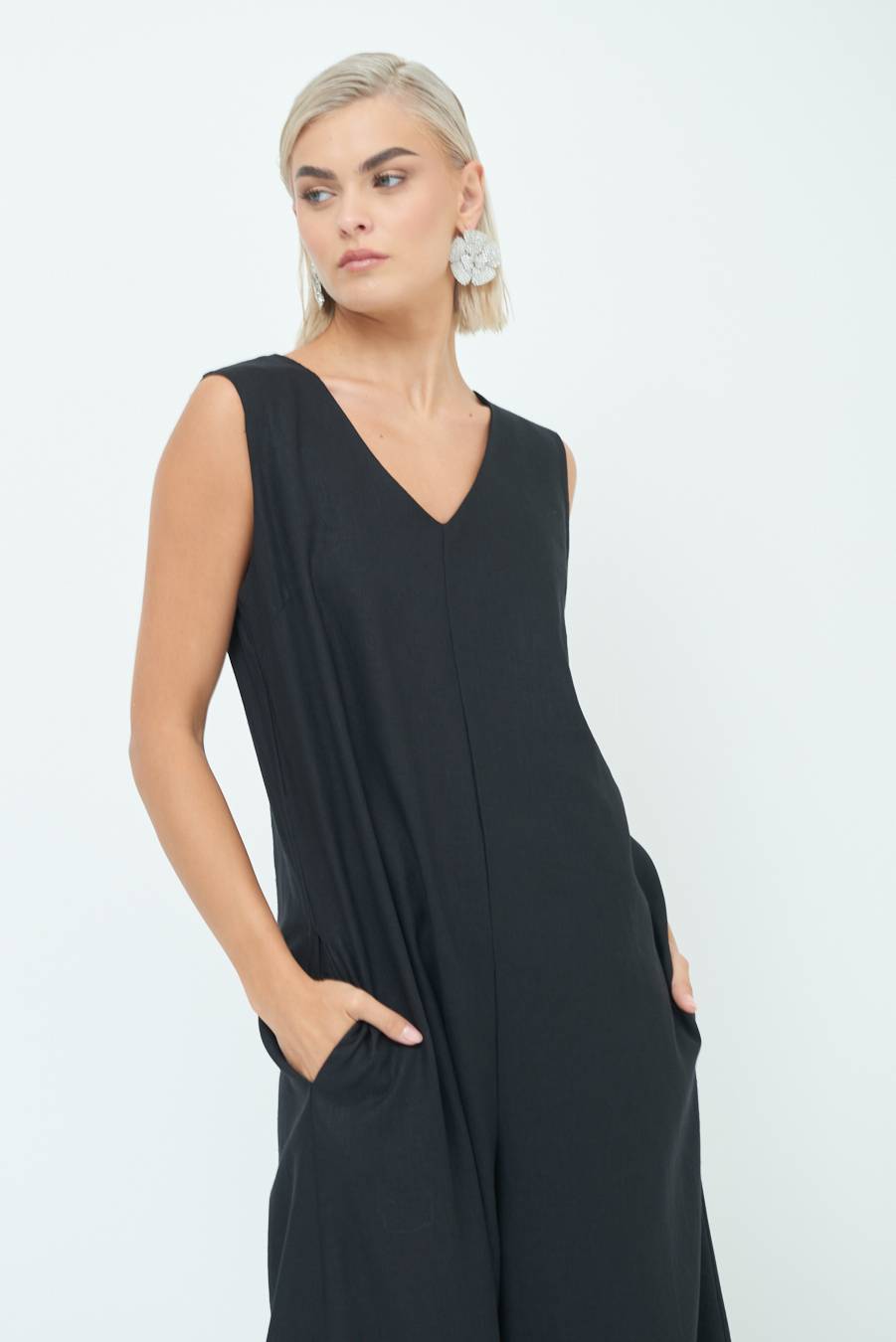 Kikisix TUTA SMANICATA PANTA PALAZZO NERO Offerta speciale