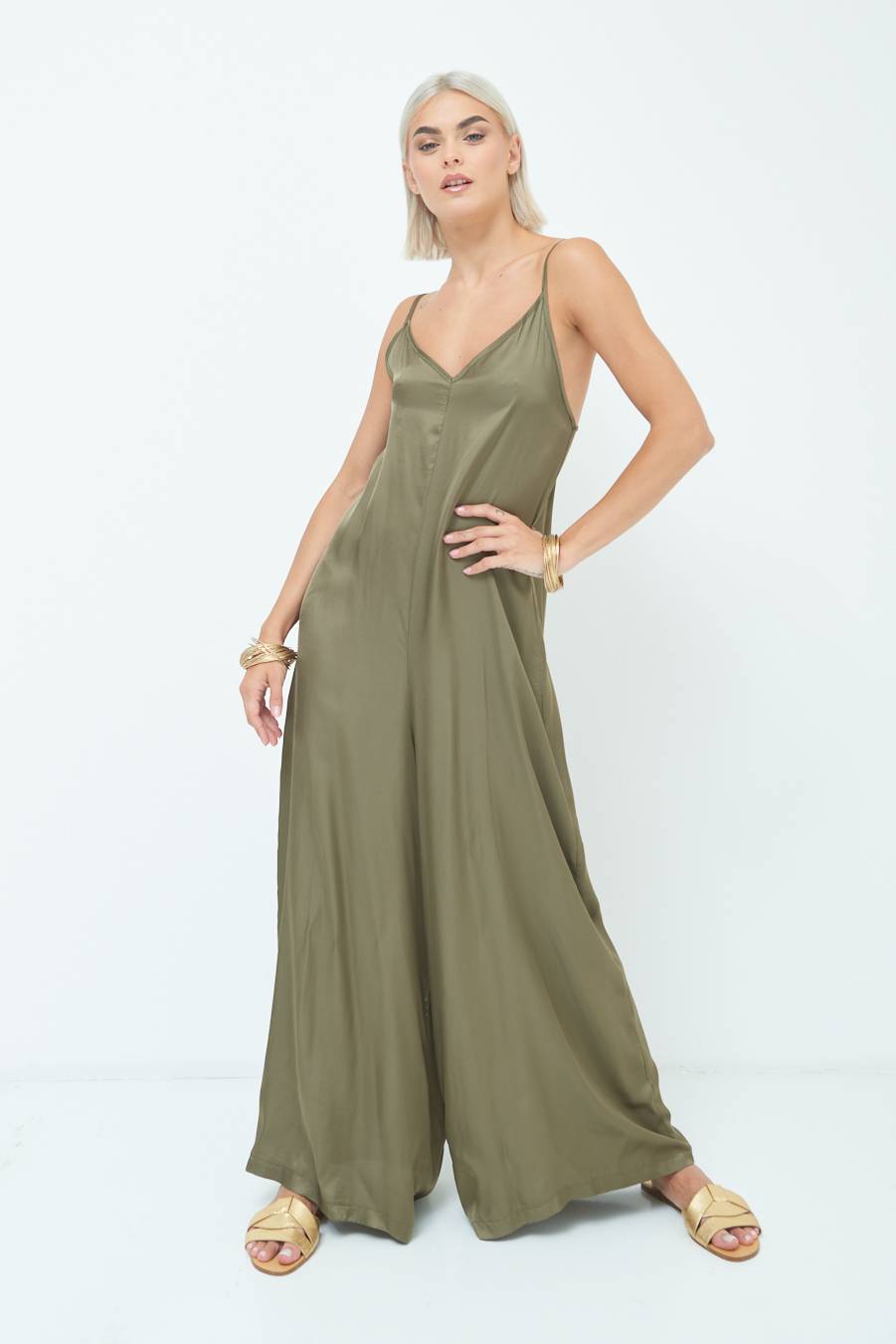 Kikisix TUTA PALAZZO RASO VERDEMILITARE Flash Sale