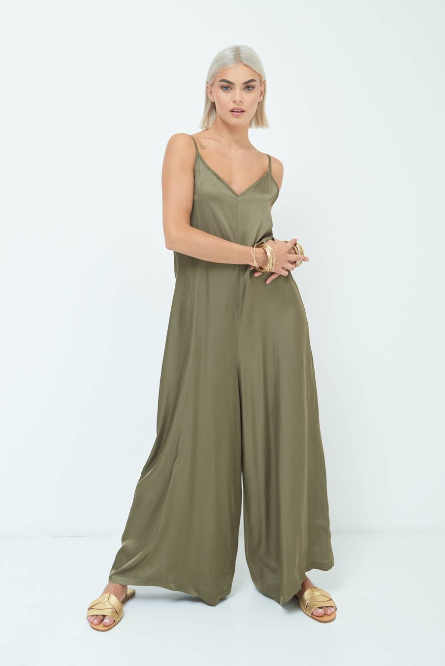 Kikisix TUTA PALAZZO RASO VERDEMILITARE Flash Sale