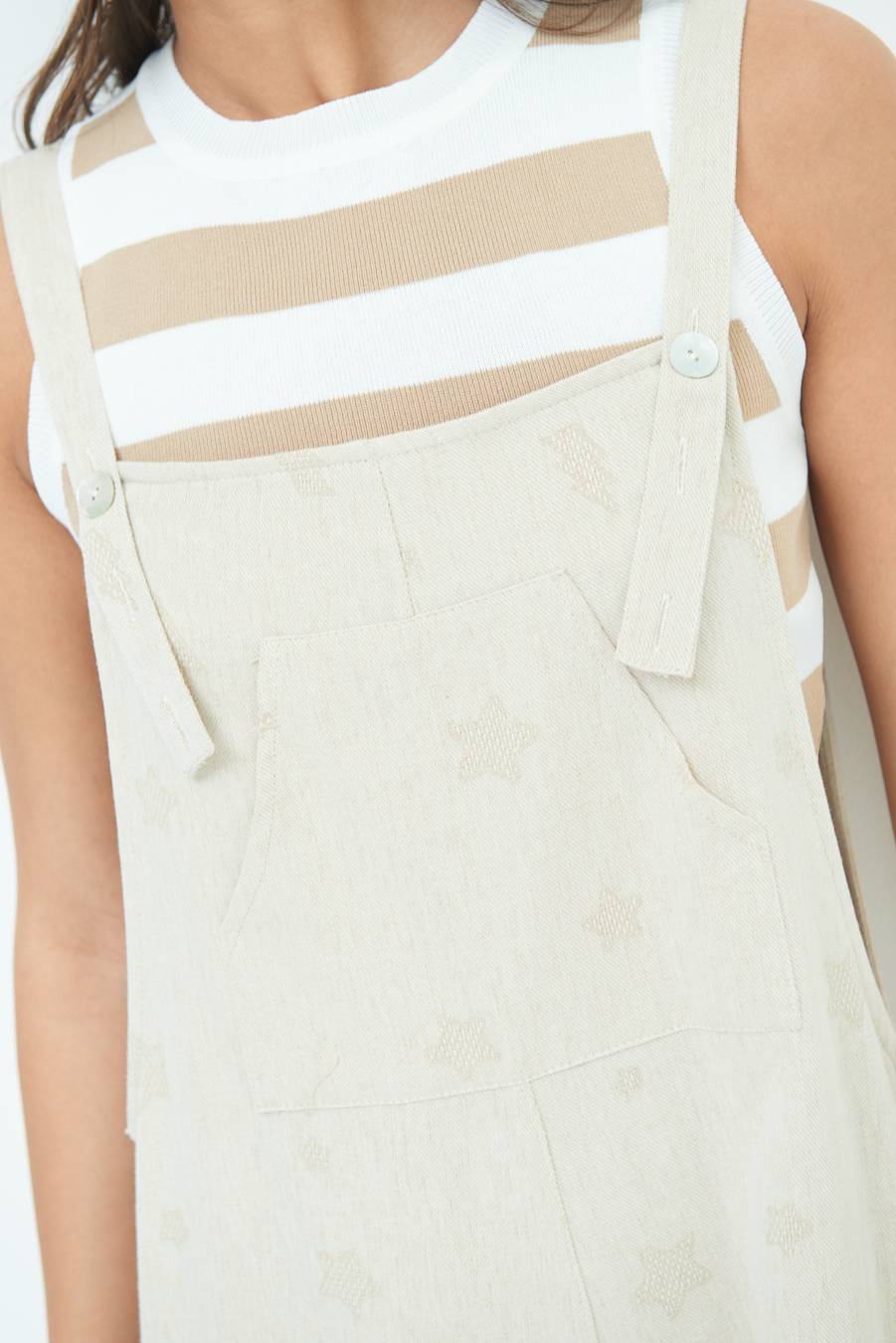 Kikisix SALOPETTE BERMUDA CON STELLE E FULMINI BEIGE Black Friday