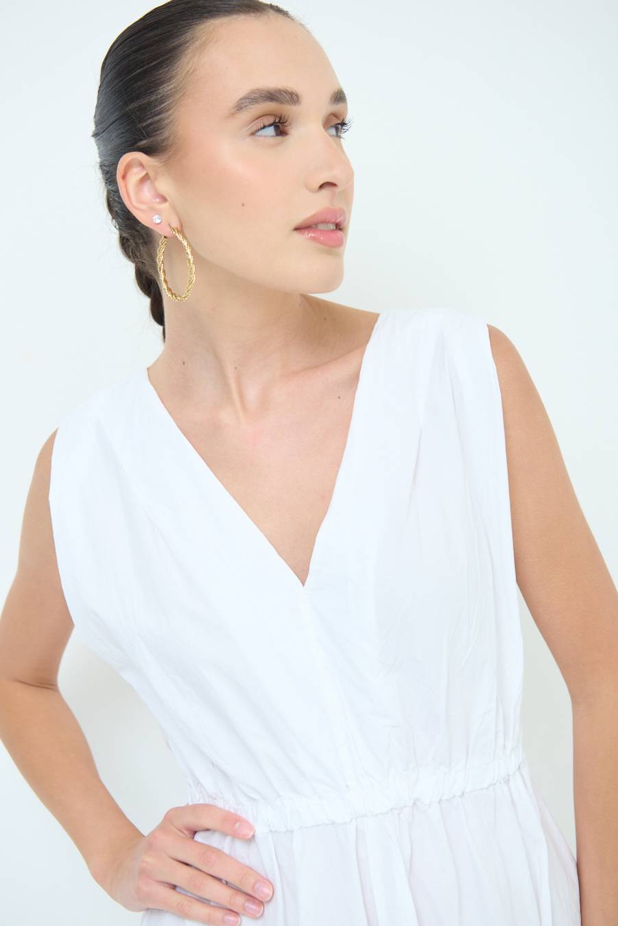 Kikisix ABITO MIDI CON ELASTICO BIANCO Smaltimento dello stoccaggio