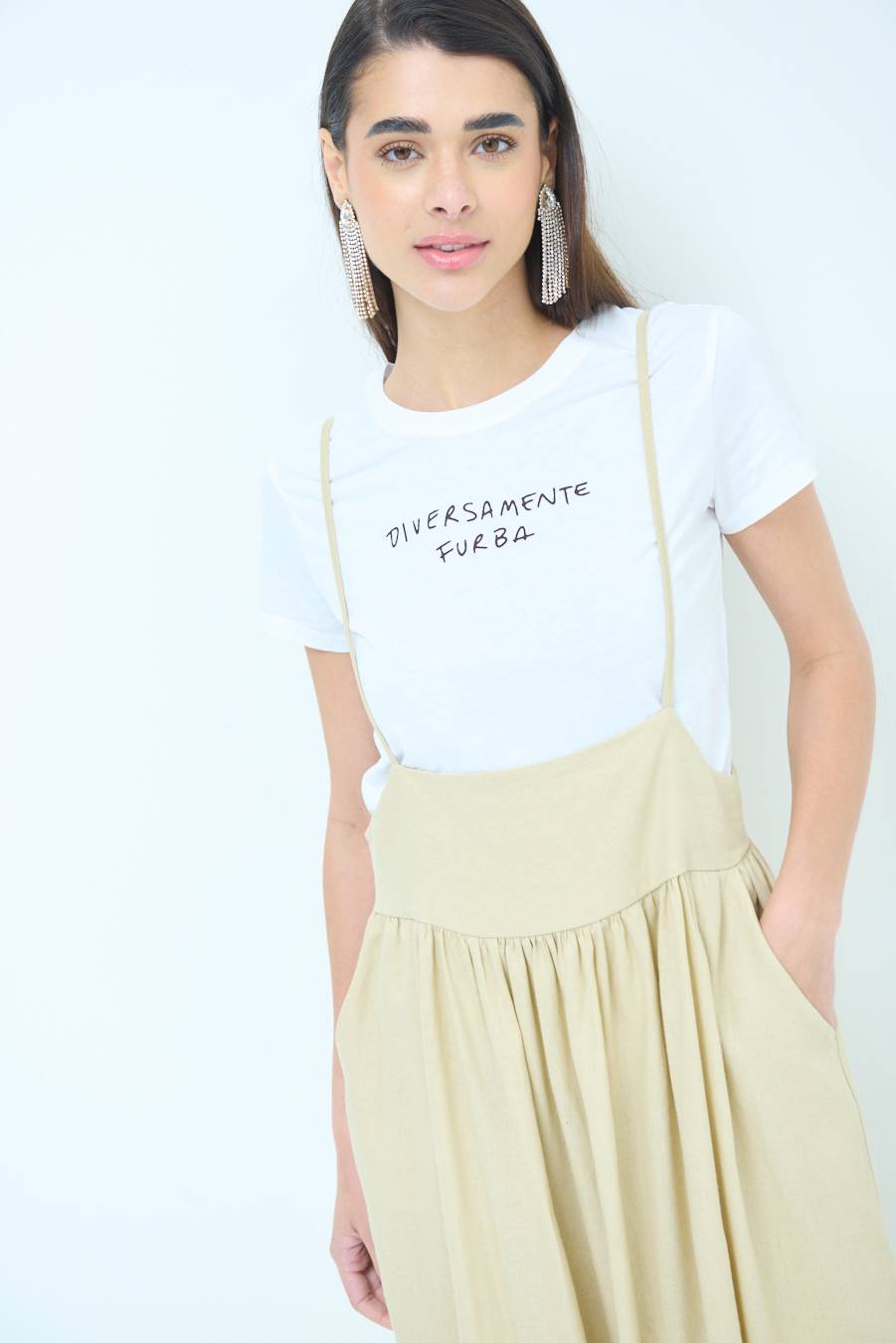 Kikisix ABITO CON TAGLIO SENO MISTO VISCOSA BEIGE Prezzo basso