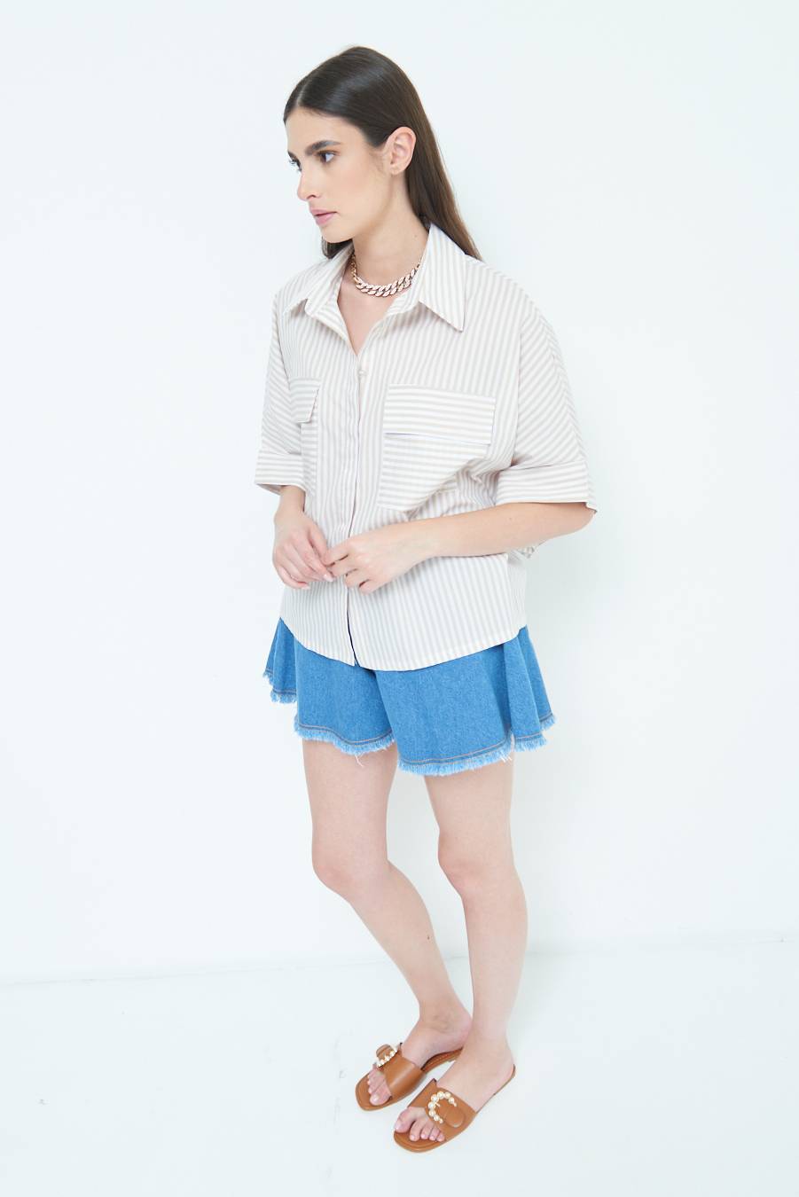 Kikisix CAMICIA OVER CON TASCHEBEIGE Spedizione Gratuita