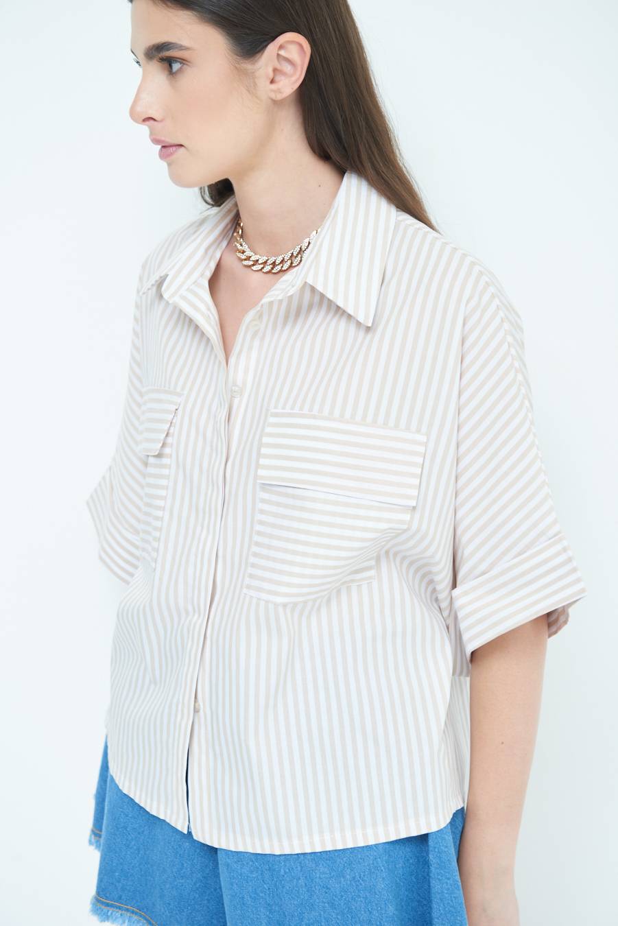 Kikisix CAMICIA OVER CON TASCHEBEIGE Spedizione Gratuita