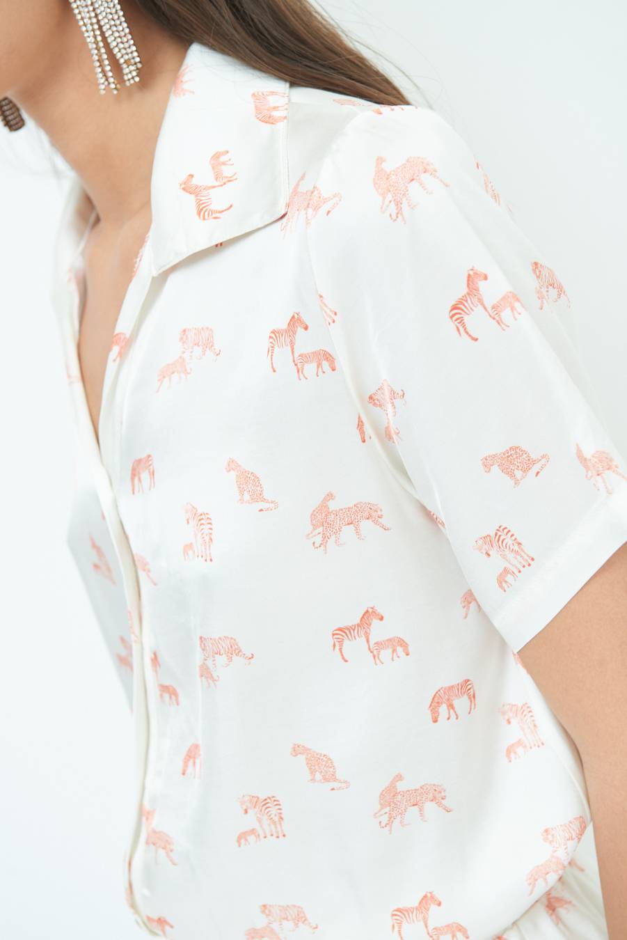 Kikisix CAMICIA MEZZA MANICA STAMPA ARANCIO Pezzi Unici