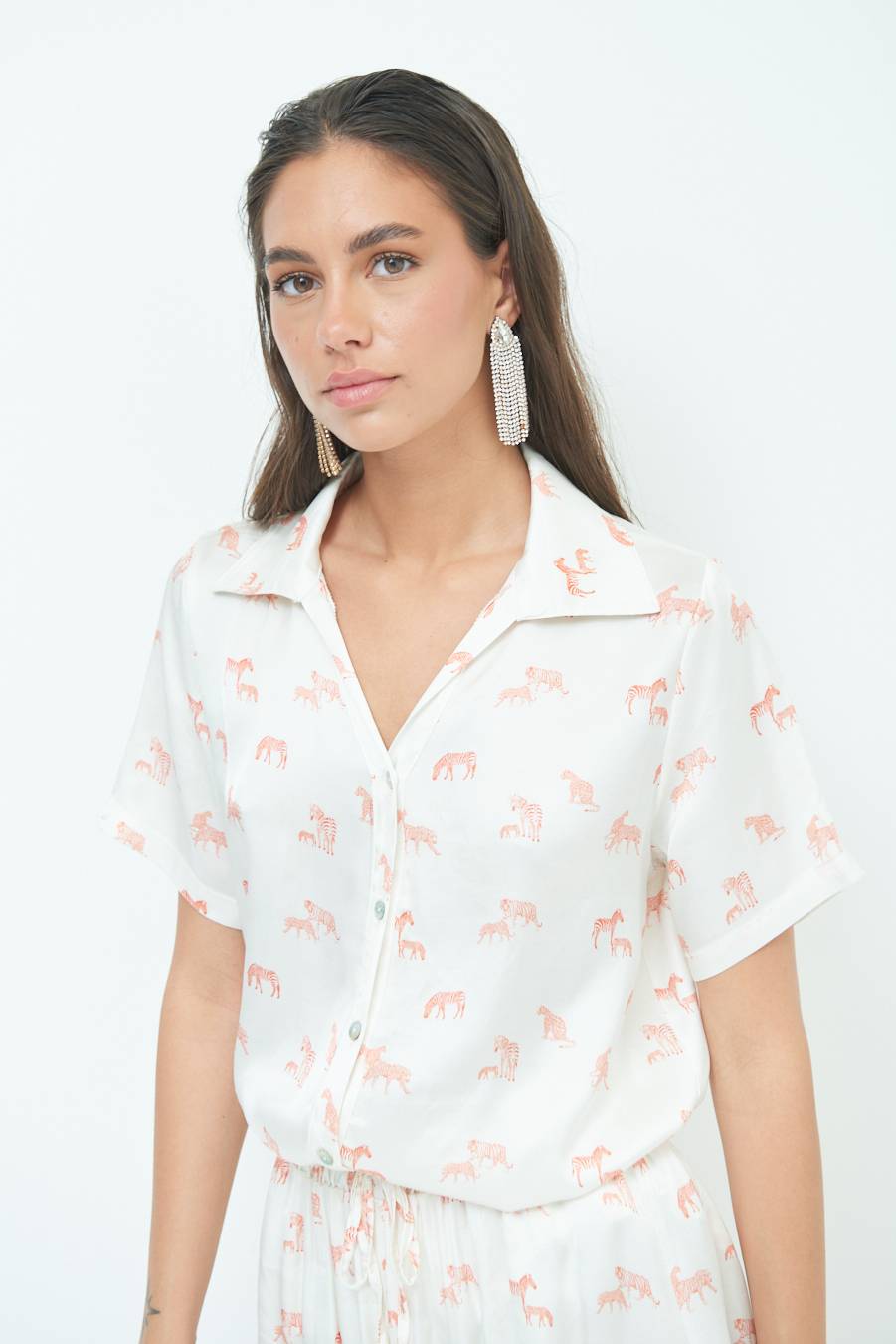 Kikisix CAMICIA MEZZA MANICA STAMPA ARANCIO Pezzi Unici