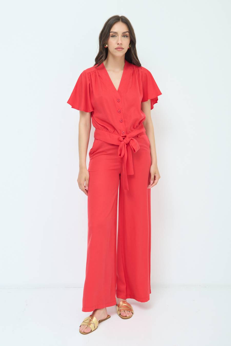 Kikisix CAMICIA SCOLLO AMPIO ROSSO Shopping Online