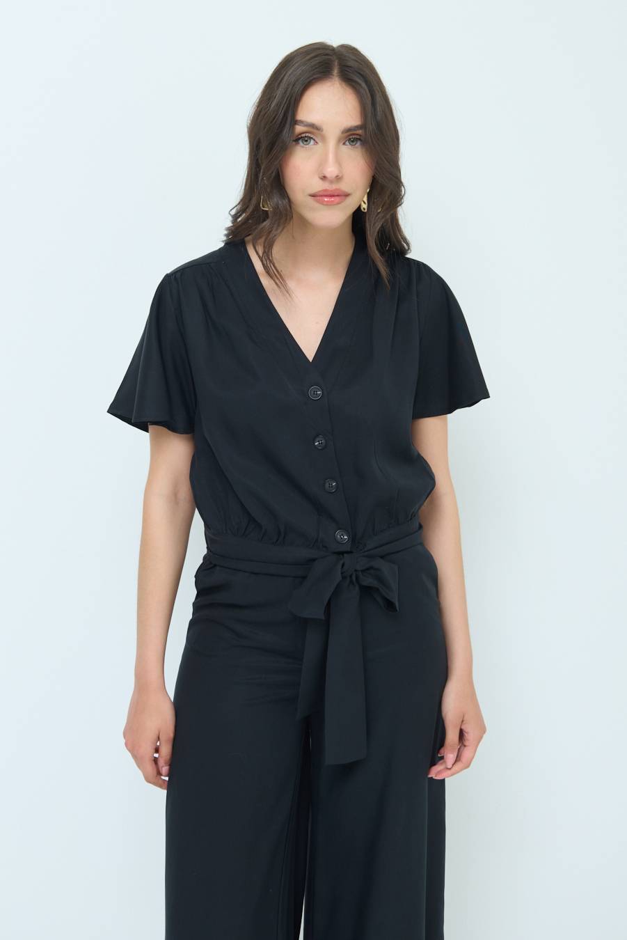 Kikisix CAMICIA SCOLLO AMPIO NERO Prezzo Ridotto