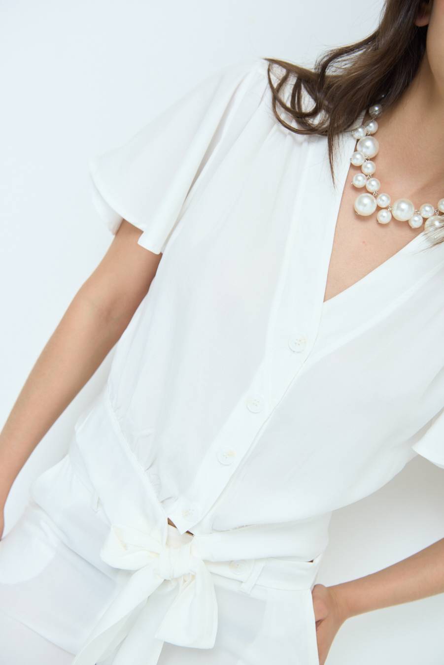 Kikisix CAMICIA SCOLLO AMPIO BIANCO Sottocosto