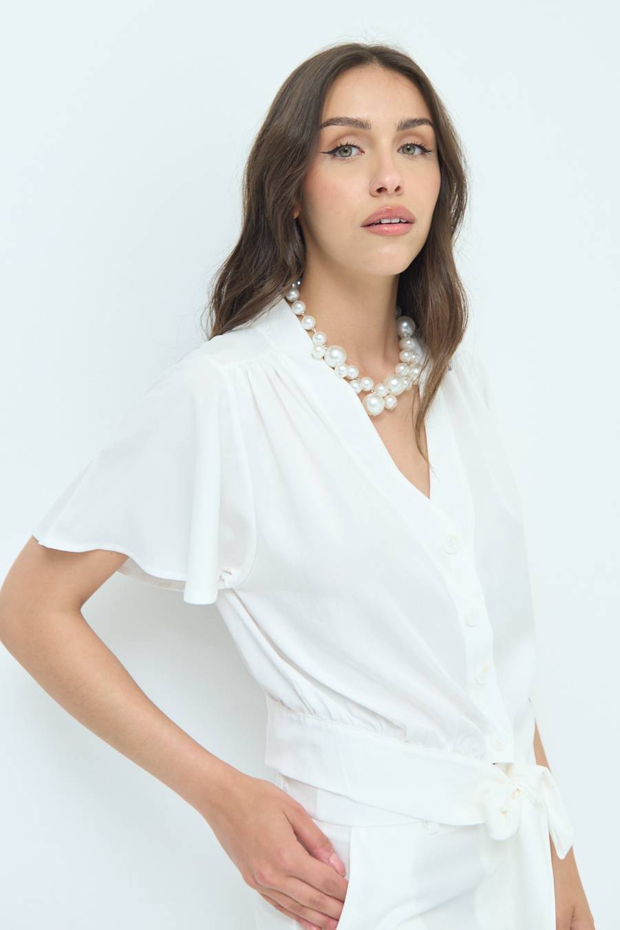 Kikisix CAMICIA SCOLLO AMPIO BIANCO Sottocosto