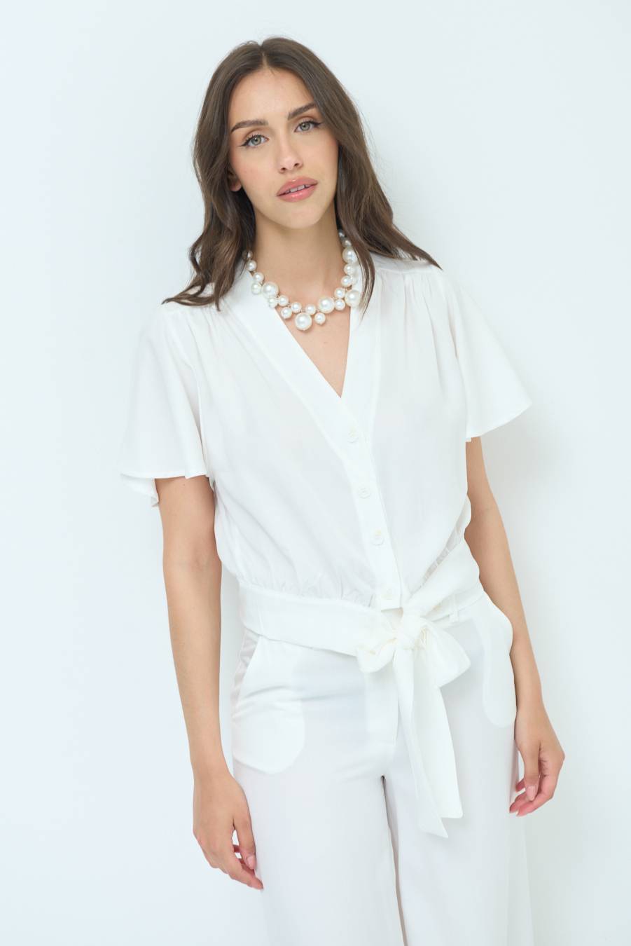 Kikisix CAMICIA SCOLLO AMPIO BIANCO Sottocosto