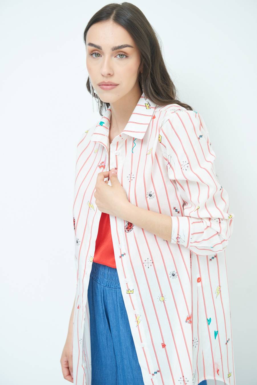 Kikisix CAMICIA ABITO FANTASIA ROSSO/BURRO Presa