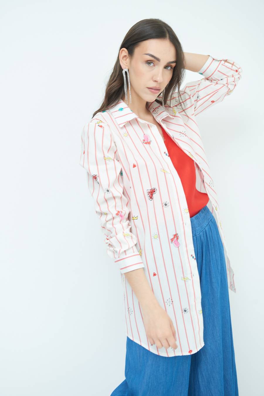 Kikisix CAMICIA ABITO FANTASIA ROSSO/BURRO Presa