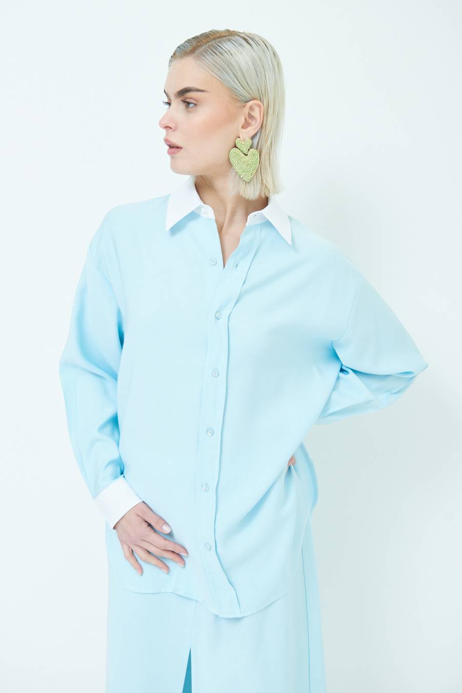 Kikisix CAMICIA COLLETTO B.CO CELESTE Saldi