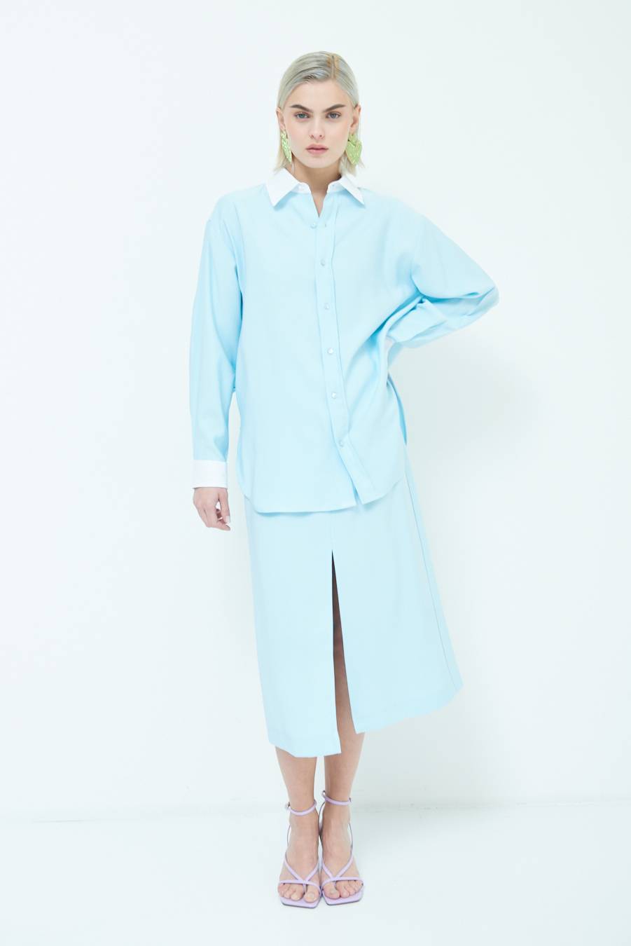 Kikisix CAMICIA COLLETTO B.CO CELESTE Saldi