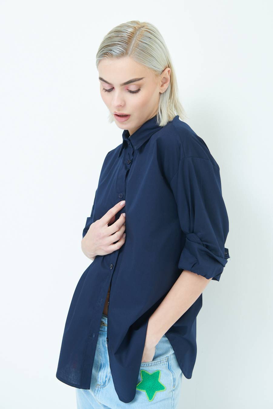 Kikisix CAMICIA MANICA AMPIA BLU Hotsell