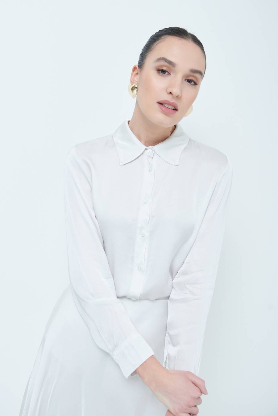Kikisix CAMICIA RASO VISCOSA BEIGE Vendita Economica