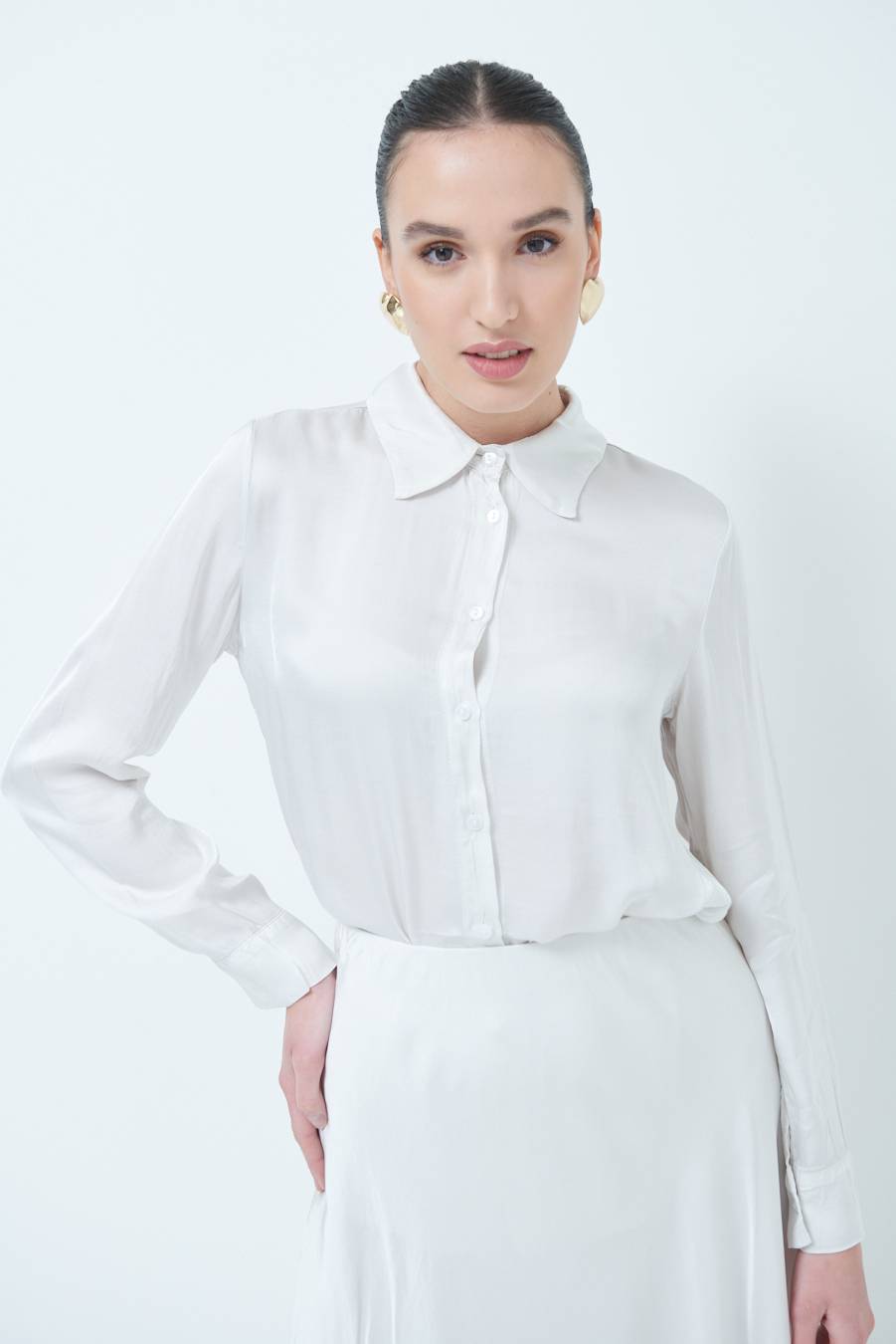 Kikisix CAMICIA RASO VISCOSA BEIGE Vendita Economica