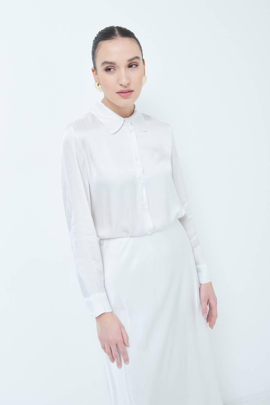 Kikisix CAMICIA RASO VISCOSA BEIGE Vendita Economica