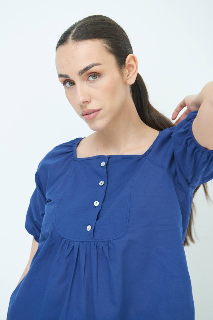 Kikisix CAMICIA CON BOTTONCINI DAV. COTONE BLU Offerta Giorno del Papà