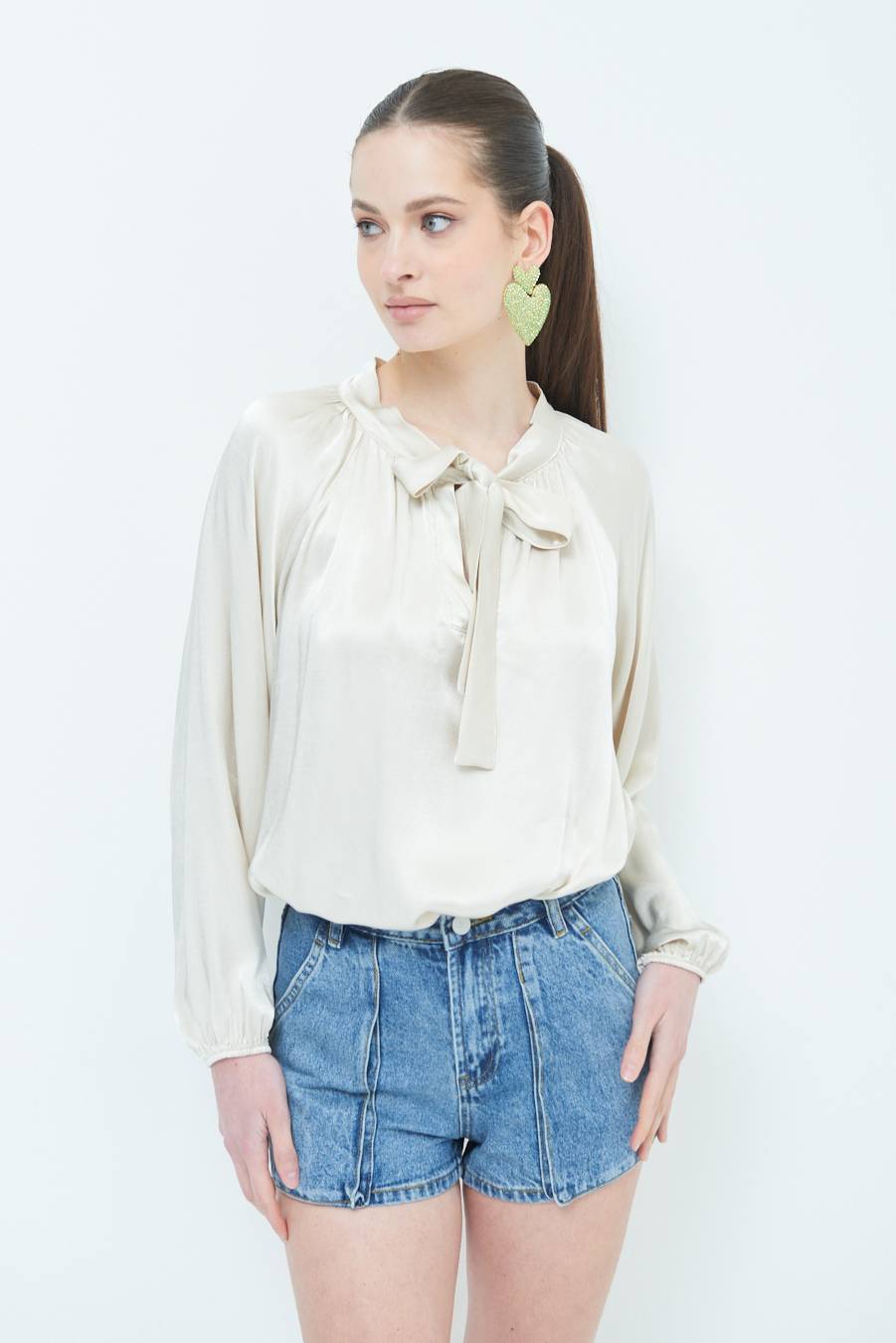 Kikisix CASACCA RASO VISCOSA FIOCCO/CRAVATTA BEIGE Latest fashion