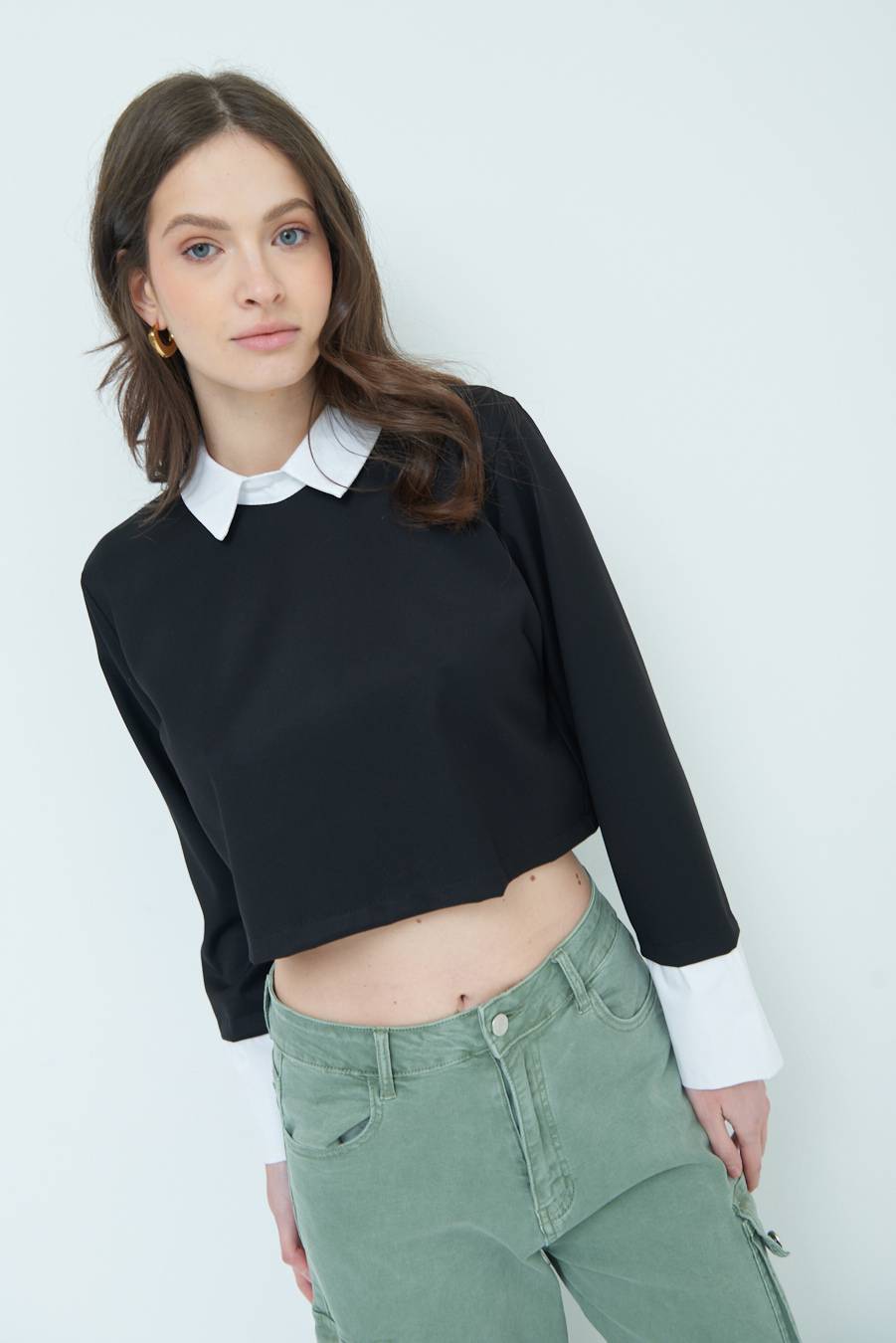 Kikisix CASACCA FINTA CAMICIA BIANCO/NERO Bestseller