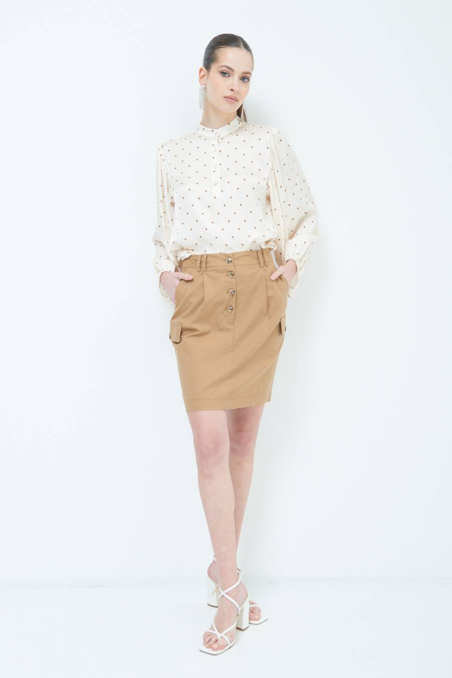 Kikisix MINIGONNA TASCONI BEIGE Prezzo basso
