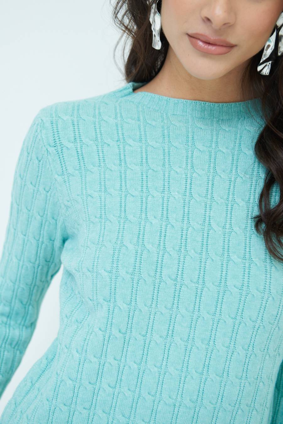 Kikisix MAGLIA PARICOLLO DISEGNO TRECCIA MENTA Esporta salva