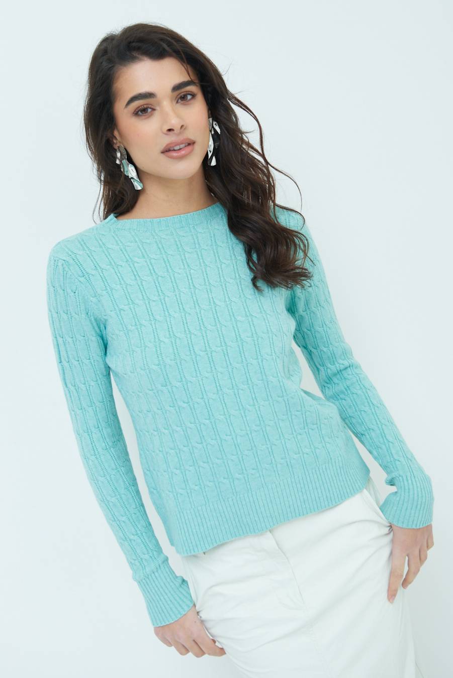 Kikisix MAGLIA PARICOLLO DISEGNO TRECCIA MENTA Esporta salva