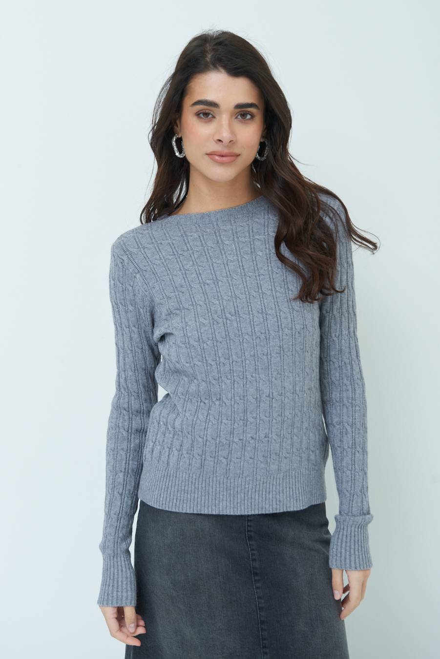 Kikisix MAGLIA PARICOLLO DISEGNO TRECCIA GRIGIO Black Friday Prezzi