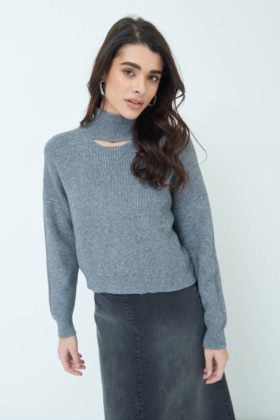 Kikisix MAGLIA COSTINA BUCO DAV. GRIGIO Duty-free