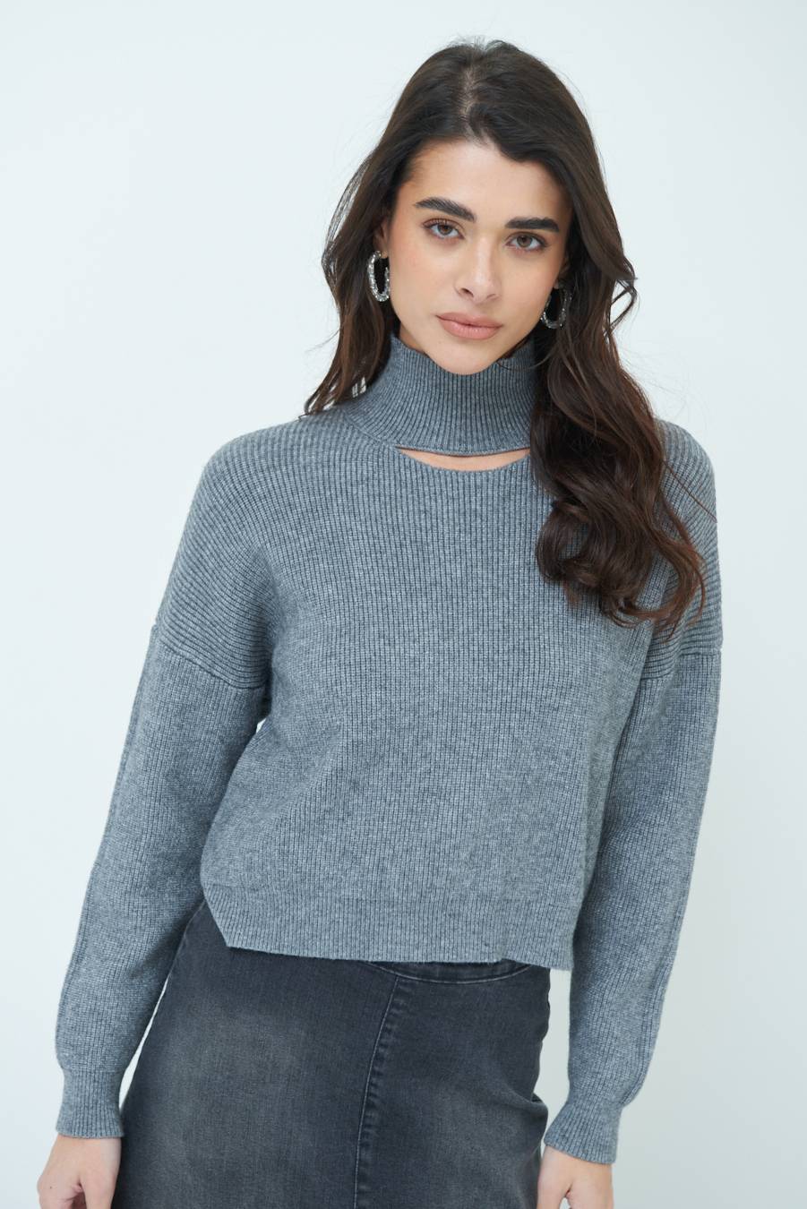 Kikisix MAGLIA COSTINA BUCO DAV. GRIGIO Duty-free