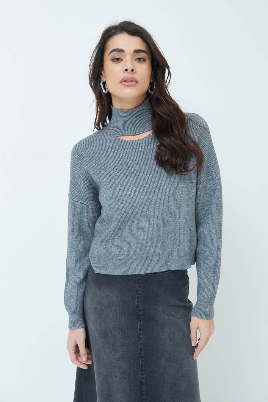 Kikisix MAGLIA COSTINA BUCO DAV. GRIGIO Duty-free