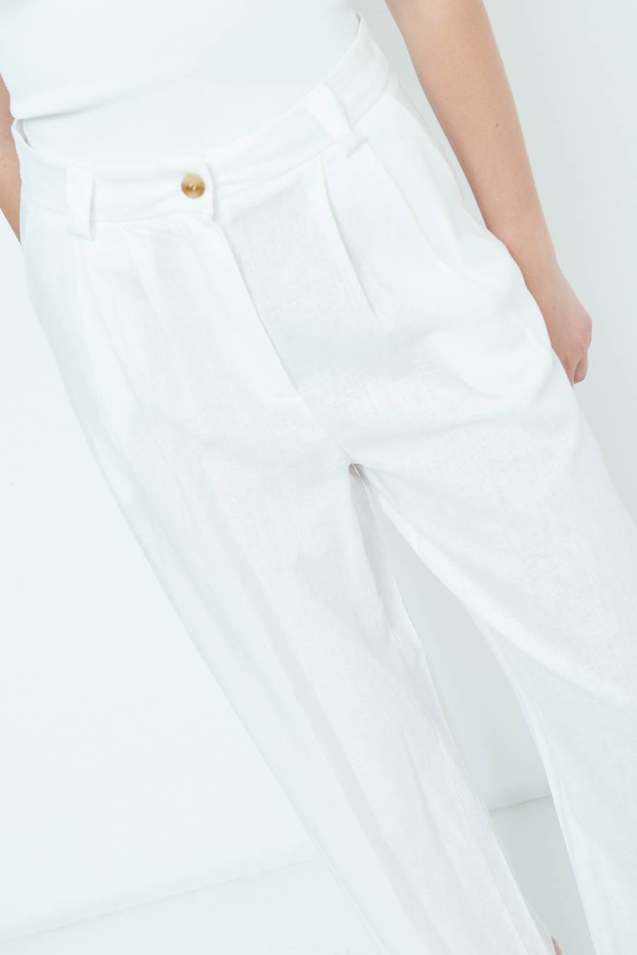 Kikisix PANTA PALAZZO CON PINCE BIANCO Italia