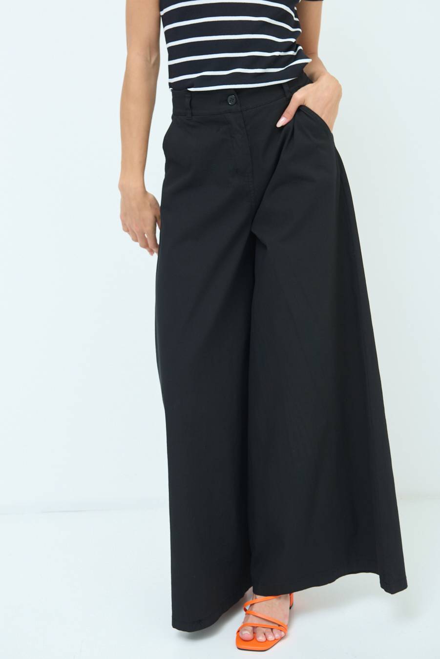 Kikisix PANTALONE PALAZZO COTONE NERO Shopping Online