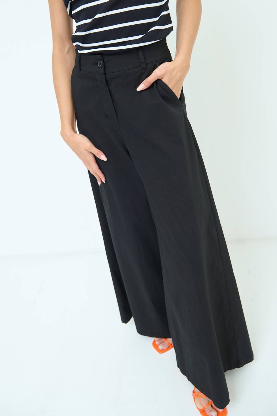 Kikisix PANTALONE PALAZZO COTONE NERO Shopping Online