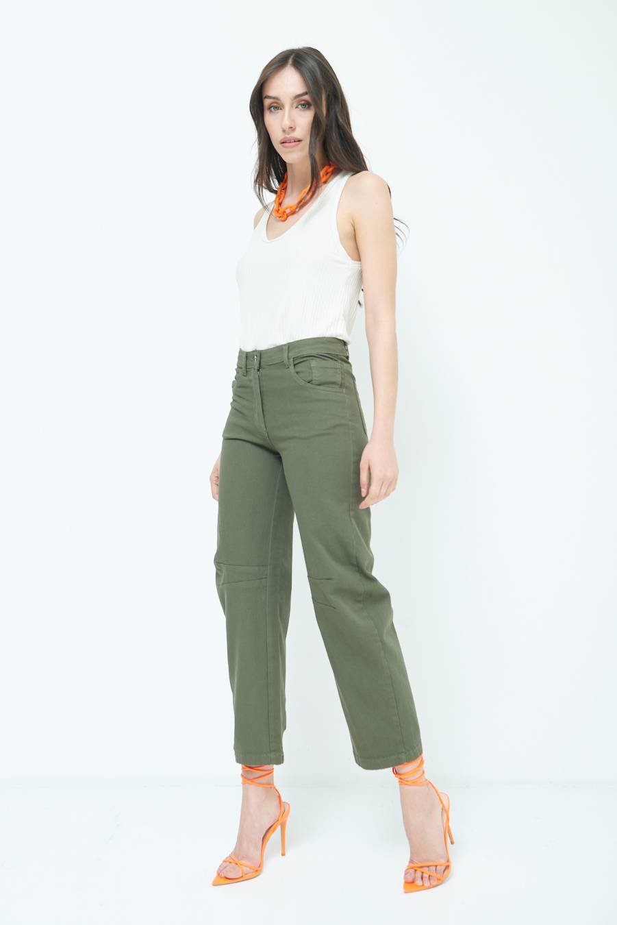 Kikisix PANTALONE LINEA UOVO VERDE MILITARE Economico
