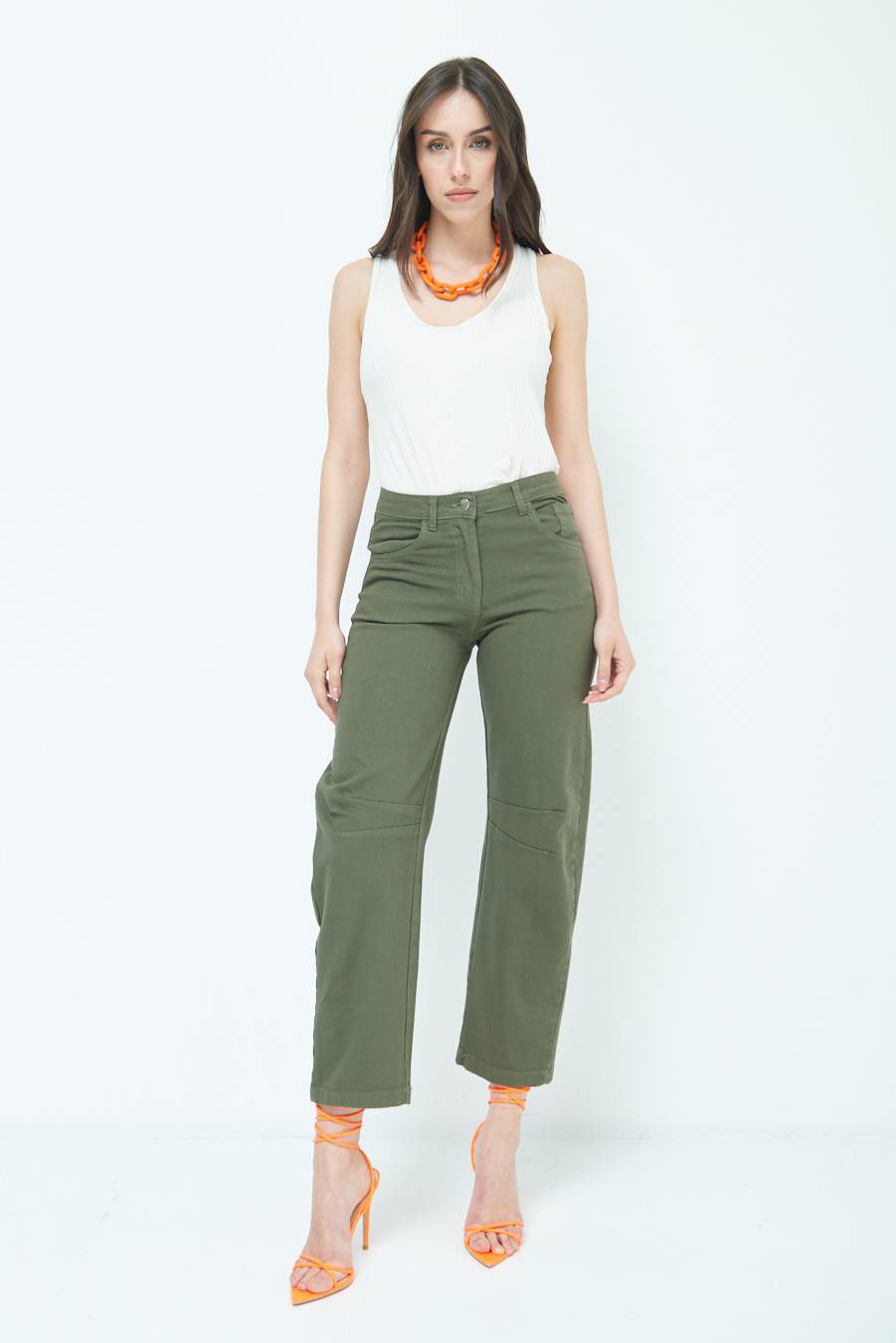 Kikisix PANTALONE LINEA UOVO VERDE MILITARE Economico